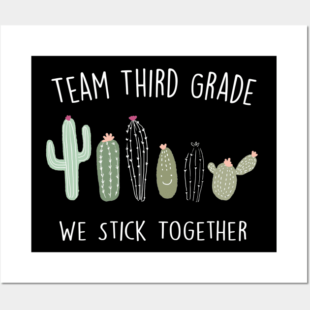 Cactus School Shirt Third Grade Wall Art by creativegraphics247